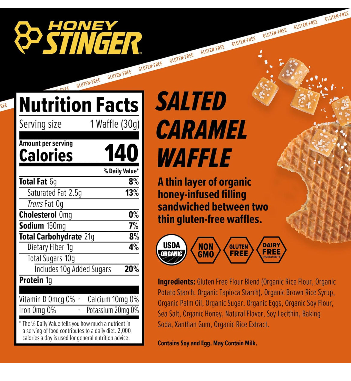 HoneyStinger Salted Caramel Gluten-Free Waffle