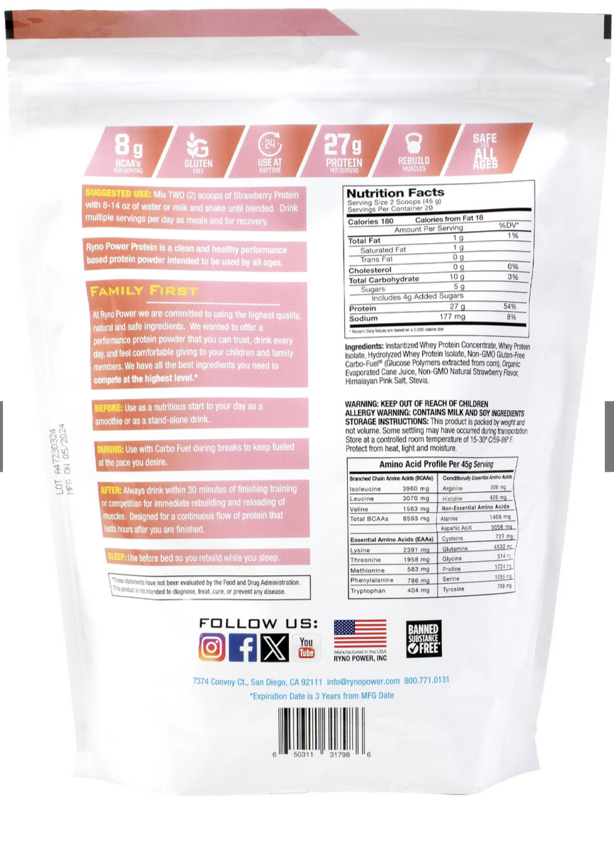 RYNO POWER STRAWBERRY PROTEIN 2LB