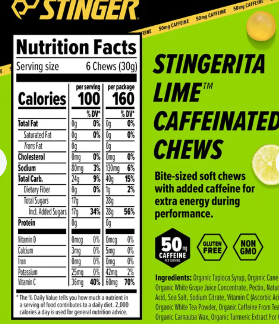 Honey Stinger Stingerita Lime Caffeinated Chews